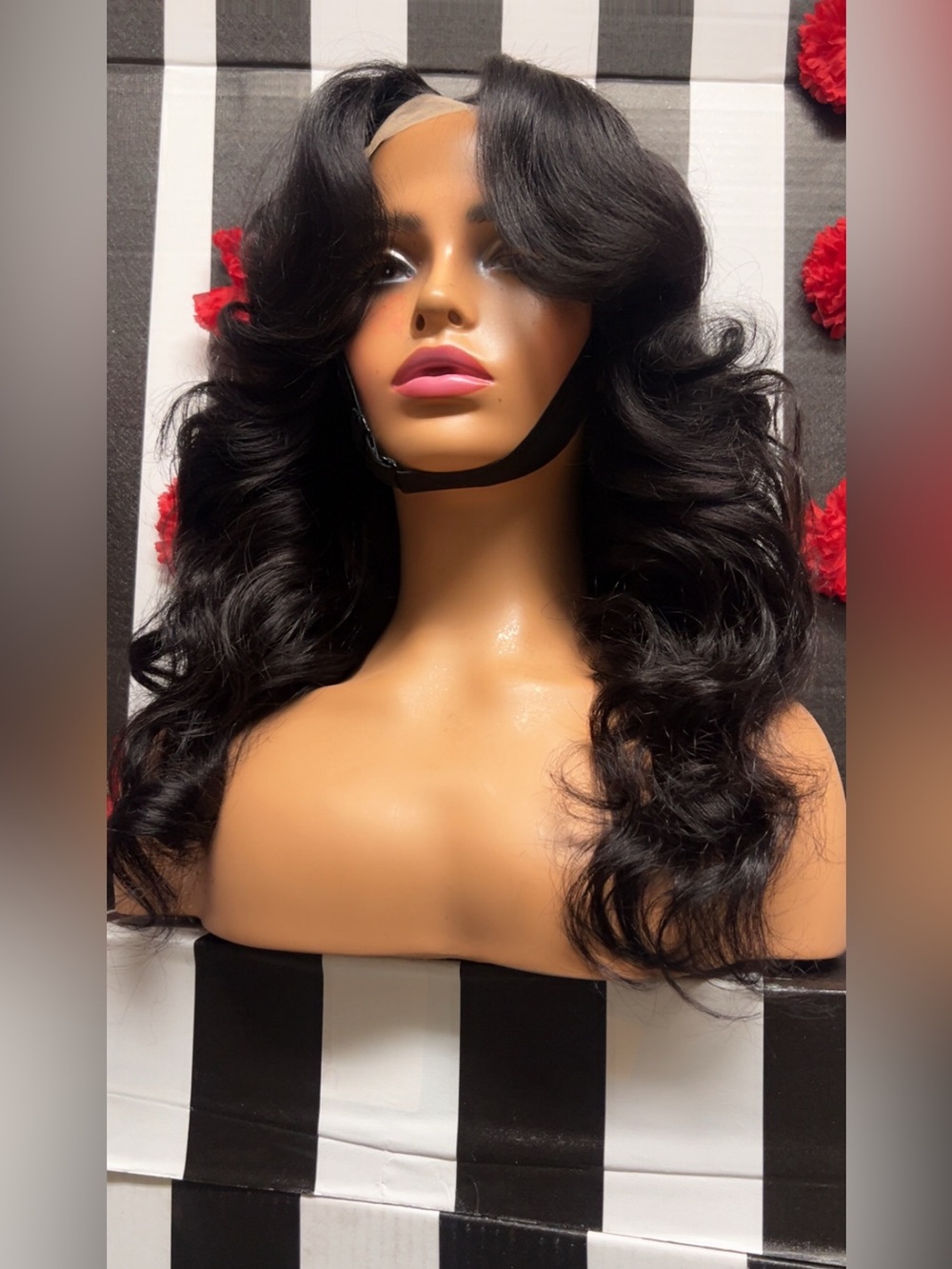 Curtain bang  lace closure wig